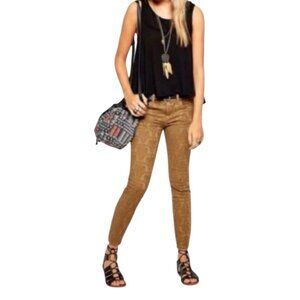 Free People Jacquard Textured Floral Skinny Jeans W30